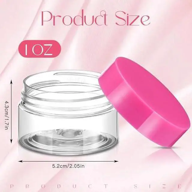 Alt view image 3 of 6 - 12 Pack 1 oz Plastic Container Jars with Lids Round Clear Travel Cosmetic Container Slime Jars for Toiletries, Lotion, Cream, Ointments, Makeup, Rhinestone, Samples, Kitchen