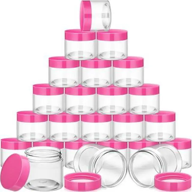Main image of 12 Pack 1 oz Plastic Container Jars with Lids Round Clear Travel Cosmetic Container Slime Jars for Toiletries, Lotion, Cream, Ointments, Makeup, Rhinestone, Samples, Kitchen