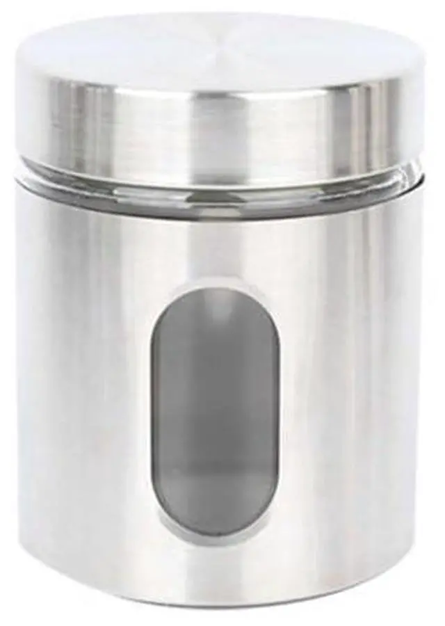 Main image of Stainless Steel Container Food Storage Jar Sealed Coffee Can Kitchen Canister with Glass Window and Airtight Lid for Tea Coffee Bean Sugar Candy Cookie Spice Flour, 1 Piece