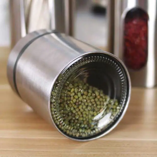 Alt view image 4 of 6 - Stainless Steel Container Food Storage Jar Sealed Coffee Can Kitchen Canister with Glass Window and Airtight Lid for Tea Coffee Bean Sugar Candy Cookie Spice Flour, 1 Piece