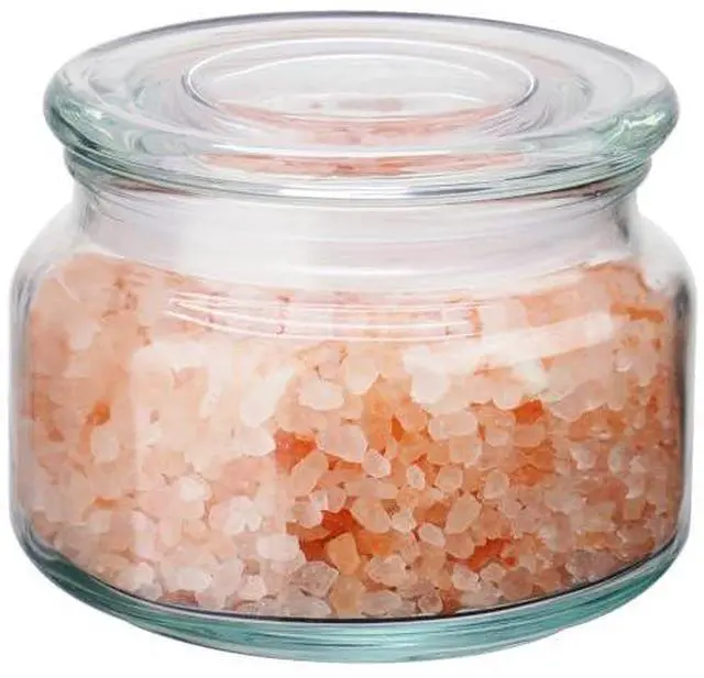 Main image of Salt Cellar, Glass Container, Airtight Lid, Wide Mouth, 280ml, Clear | Handcrafted Kiln-Fired Design With Anti-Slip Base, PP Sealing Ring Keeps Contents Fresh, For Spices, Sugar & Coffee