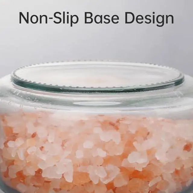 Alt view image 4 of 7 - Salt Cellar, Glass Container, Airtight Lid, Wide Mouth, 280ml, Clear | Handcrafted Kiln-Fired Design With Anti-Slip Base, PP Sealing Ring Keeps Contents Fresh, For Spices, Sugar & Coffee