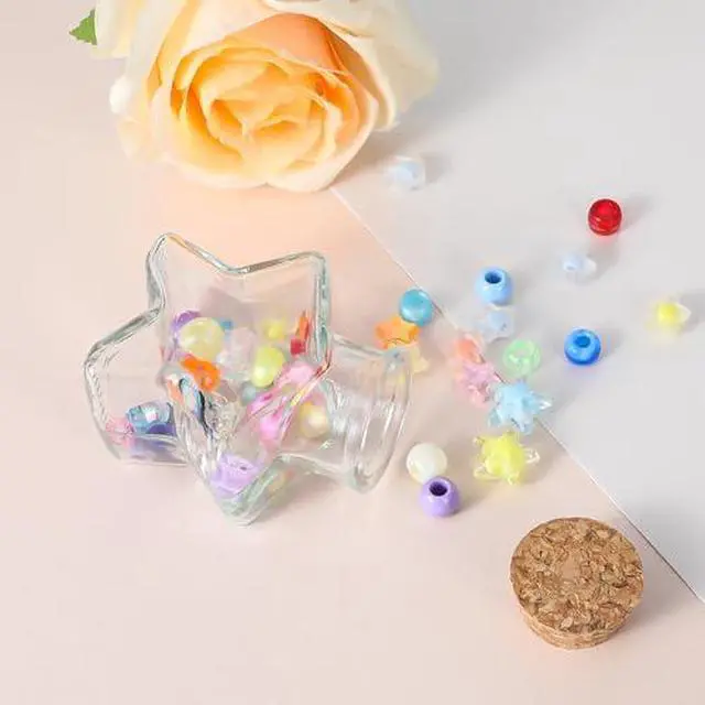 Alt view image 5 of 7 - Glass Bottles with Cork Stoppers, 2 Pcs Heart-Shaped Decorative Jars Star Shaped Small Decorative Glass Bottles with Cork Lid for DIY Art Crafts Decoration Party Supplies Favor Bottle