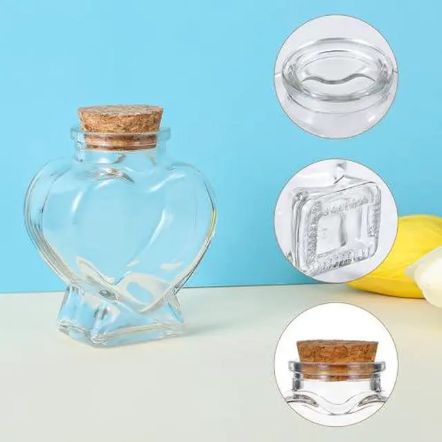 Alt view image 3 of 7 - Glass Bottles with Cork Stoppers, 2 Pcs Heart-Shaped Decorative Jars Star Shaped Small Decorative Glass Bottles with Cork Lid for DIY Art Crafts Decoration Party Supplies Favor Bottle