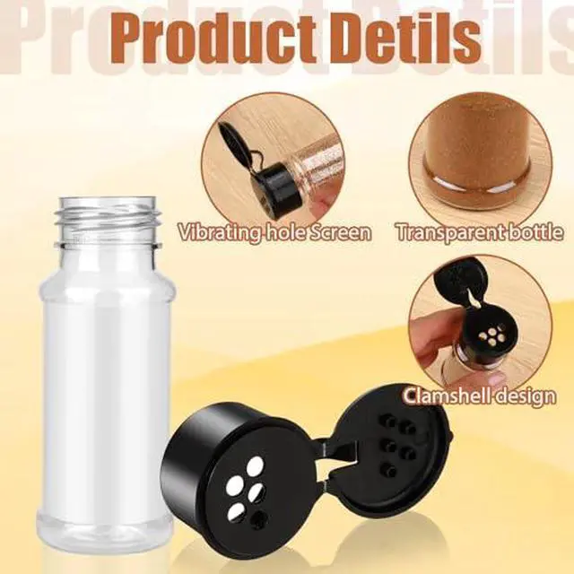 Alt view image 3 of 7 - 6 Pack 3 Oz Spice Jars with Shaker Lids, Clear Seasoning Containers | Plastic Round Empty Spice Bottles Seasoning Bottles for Storing Spice, Peppers, and Salt