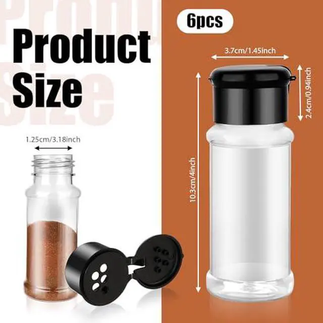 Alt view image 2 of 7 - 6 Pack 3 Oz Spice Jars with Shaker Lids, Clear Seasoning Containers | Plastic Round Empty Spice Bottles Seasoning Bottles for Storing Spice, Peppers, and Salt