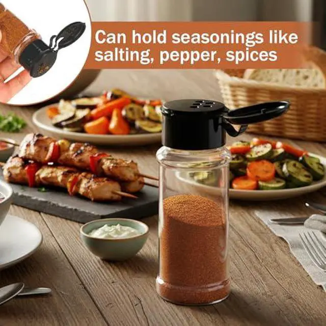 Alt view image 4 of 7 - 6 Pack 3 Oz Spice Jars with Shaker Lids, Clear Seasoning Containers | Plastic Round Empty Spice Bottles Seasoning Bottles for Storing Spice, Peppers, and Salt