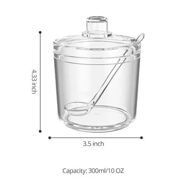 Alt view image 2 of 7 - Sugar Container with Lid and Spoon,Sugar Bowl Acrylic Jar for Coffee Bar Accessories Coffee Canister Kitchen Decor (Small)