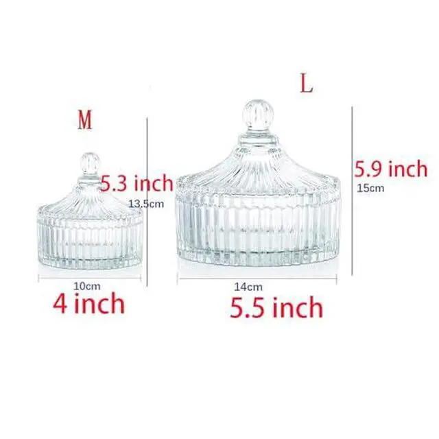 Alt view image 5 of 6 - Glass Candy Dish with Lid, Vintage Candy Jars Buffet Easter Cookie Servers | Coffee Table Bowl for Office Desk, Party, Wedding, Jewelry Box, Bathroom Storage Organizer Decorative Gifts