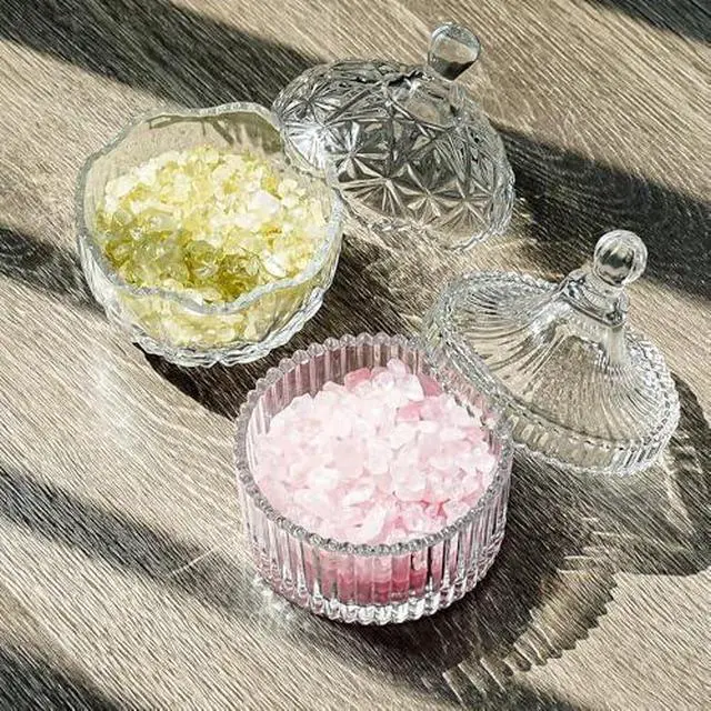 Alt view image 4 of 6 - Glass Candy Dish with Lid, Vintage Candy Jars Buffet Easter Cookie Servers | Coffee Table Bowl for Office Desk, Party, Wedding, Jewelry Box, Bathroom Storage Organizer Decorative Gifts