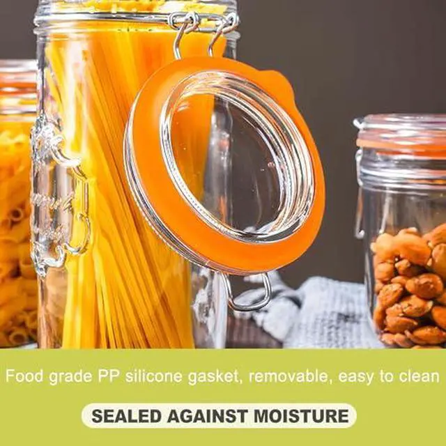 Alt view image 5 of 6 - 8 Pack 3.75 Inch Silicone Jar Gaskets Replacement Rubber Seals for Glass Canisters Universal Airtight Rings Leakproof Food Storage Locking Jars Kitchen Organizer Orange