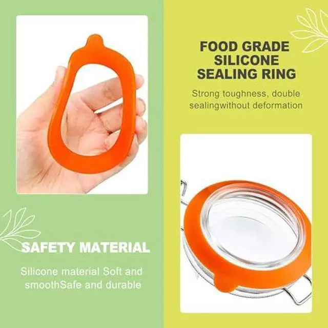 Alt view image 3 of 6 - 8 Pack 3.75 Inch Silicone Jar Gaskets Replacement Rubber Seals for Glass Canisters Universal Airtight Rings Leakproof Food Storage Locking Jars Kitchen Organizer Orange