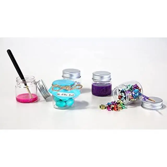 Alt view image 5 of 6 - Mini Glass Spice Jars with Lids - 1.7 oz, Clear Art Deco, 5-Pack - Glass Craft Jars with Lids for Spices, Jams & Crafts
