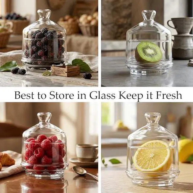Alt view image 3 of 7 - Multipurpose Glass Mini Container with Lid, Avocado, Onion, Tomato, Lemon Keeper/Saver/Holder - Pepper and Salt Cellar with Lid, Home, Kitchen&Bathroom Organizer (1 PCS)