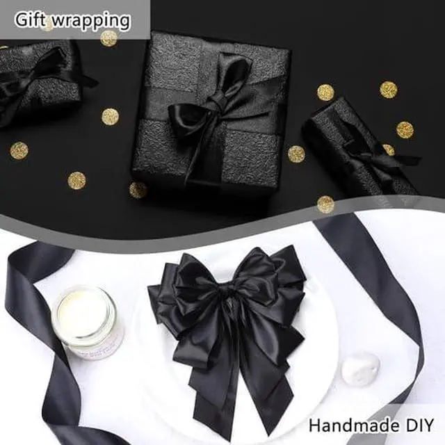 Alt view image 6 of 7 - 100 Yards Ribbon,1-1/2 Inch Black Satin Ribbon,Single Face Satin Ribbons