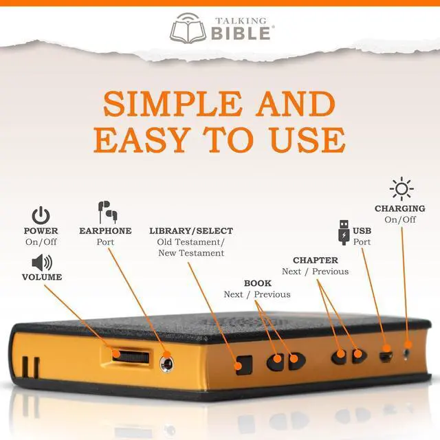 Alt view image 4 of 7 - Electronic Holy Bible Audio Player in English for Seniors, Kids and The Blind, Black (KJV-Rechargeable)