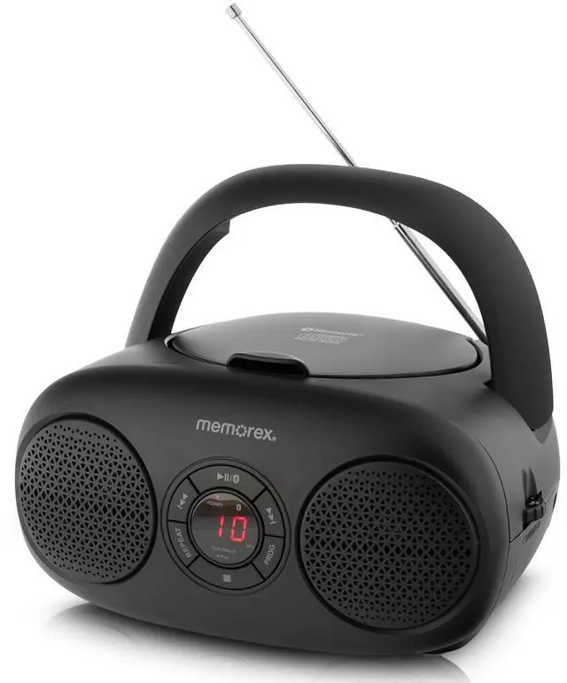 Main image of AM/FM Top Loading CD Player | Portable Stereo with Programmable Memory | Auxiliary Input and LED Display (Black, CD Boombox)
