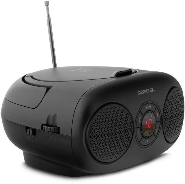 Alt view image 2 of 7 - AM/FM Top Loading CD Player | Portable Stereo with Programmable Memory | Auxiliary Input and LED Display (Black, CD Boombox)
