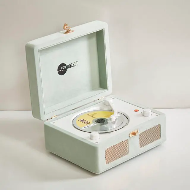 Alt view image 4 of 7 - Ginny Portable CD Player & Bluetooth Speaker - Retro Rechargeable Mini CD Player with FM Radio USB AUX-in & Headphone Jack Compact Personal Music Player for Home Kids Gift (Mint Velvet)