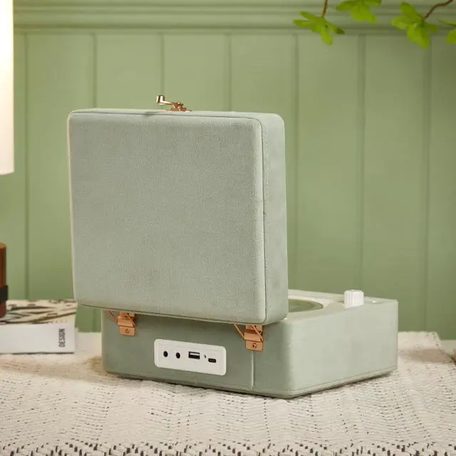Alt view image 5 of 7 - Ginny Portable CD Player & Bluetooth Speaker - Retro Rechargeable Mini CD Player with FM Radio USB AUX-in & Headphone Jack Compact Personal Music Player for Home Kids Gift (Mint Velvet)
