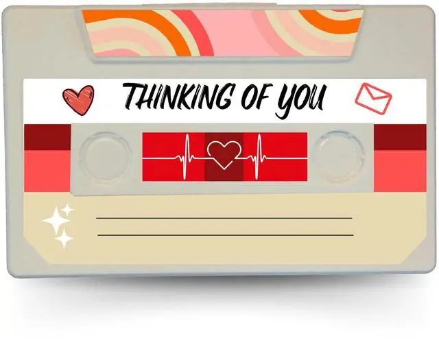Main image of Customizable Cassette Tapes Personalize with Your Name, Record Your Voice, and Create Unique Gifts! Lightweight & Perfect for Keepsakes, Music, or Special Occasions (Thinking of You Edition)