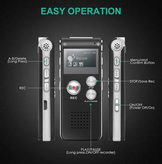 Alt view image 4 of 7 - Paranormal Ghost Hunting Equipment Digital EVP Voice Activated Recorder USB US 8GB (Black)