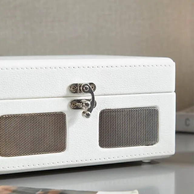 Alt view image 6 of 7 - Ginny Portable Mini Bluetooth CD Player Retro Mint Green Bluetooth Speaker | Plays CDs, Radio, USB & AUX | Compact Portable Stereo with Rechargeable Battery - White
