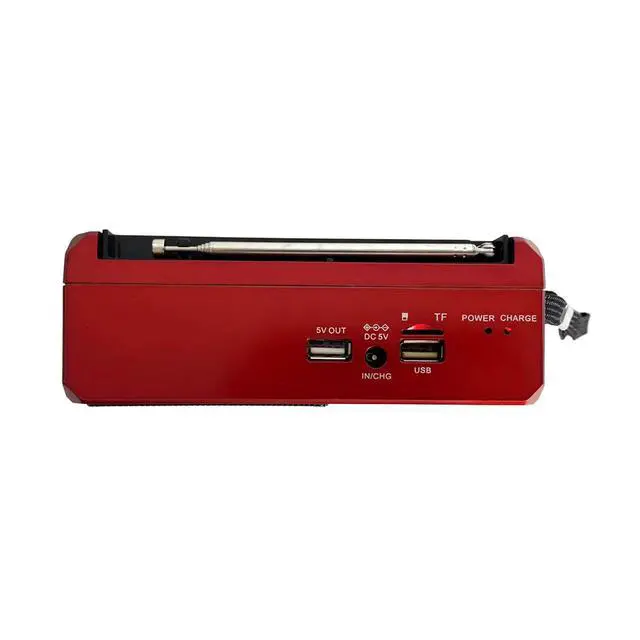 Alt view image 3 of 7 - SC-1180BT SolarWave Solar Emergency Radio w/Bluetooth 6.0, AM/FM/SW1-4, Solar+USB-C Rechargeable Battery, LED Flashlight, Micro SD/USB, 360° Antenna, Portable Speaker (Red)