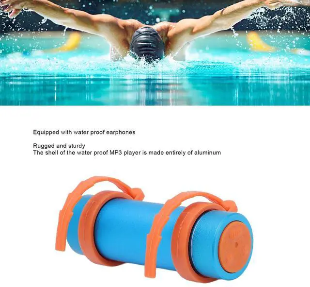 Alt view image 3 of 7 - Water Proof MP3 Player 8GB for Swimming, Diving, and Surfing - IPX8 Submersible Music Player with HiFi Sound, Includes Clip On Mount and Noise Isolating Earphones (Blue)