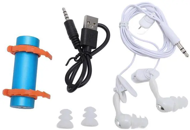 Alt view image 5 of 7 - Water Proof MP3 Player 8GB for Swimming, Diving, and Surfing - IPX8 Submersible Music Player with HiFi Sound, Includes Clip On Mount and Noise Isolating Earphones (Blue)