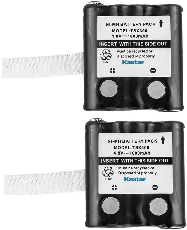 Main image of 2-Pack 4.8V 1000mAh Ni-MH Battery Replacement for TriSquare TSX100, TSX300, TSX-BP, DoroWT86 Radios