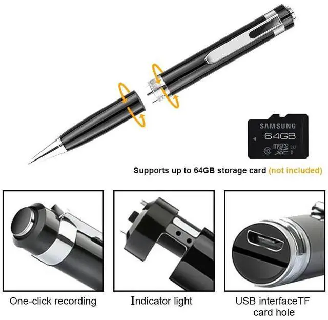 Alt view image 4 of 7 - Portable Voice Recorder Pen with 32GB Card, USB Charging, No WiFi, Security Surveillance Support for Capture Important Moment