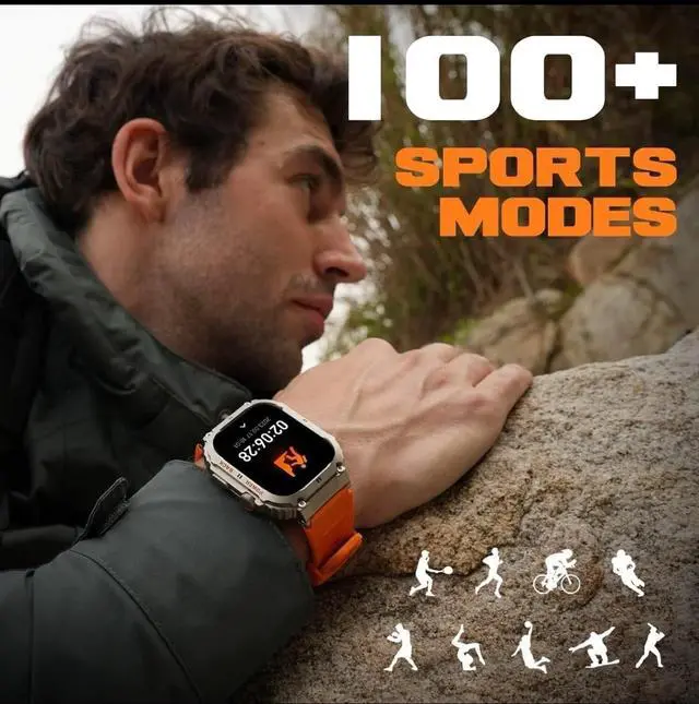 Alt view image 3 of 7 - Smart Watch for Motorola Moto G Power 5G (2024) Military Smart Watch for Men (Answer/Make Call), 1.85in HD Tactical Sports Rugged Smartwatch, Fitness Tracker Watch for Android/iOS Phones - Black