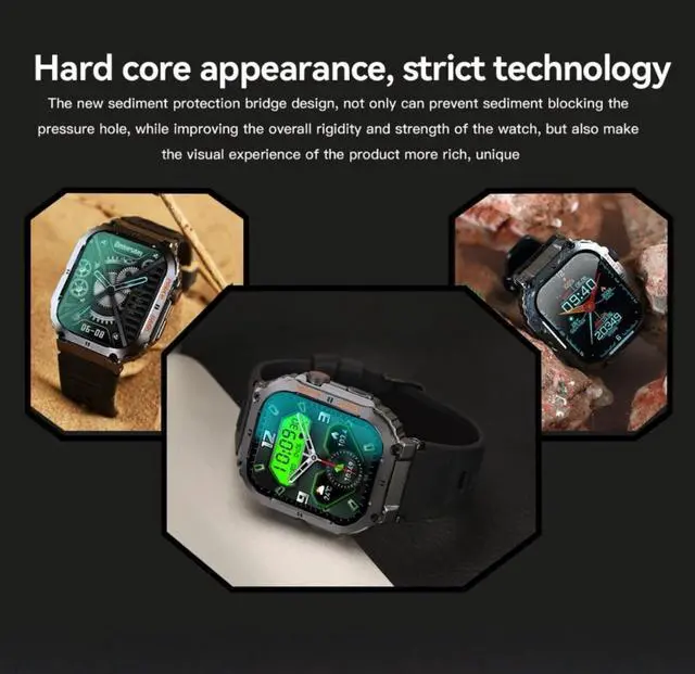 Alt view image 7 of 7 - Smart Watch for Motorola Moto G Power 5G (2024) Military Smart Watch for Men (Answer/Make Call), 1.85in HD Tactical Sports Rugged Smartwatch, Fitness Tracker Watch for Android/iOS Phones - Black