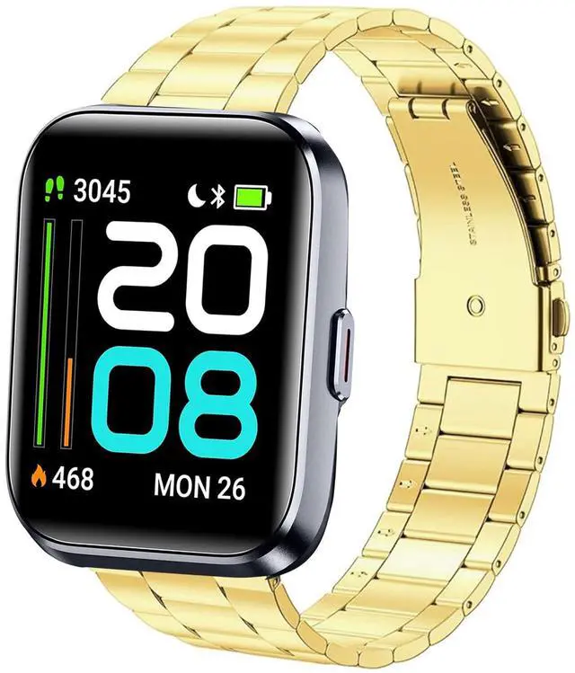 Main image of Quick Release Stainless Steel Metal Replacement Straps - Compatible with Quican, aeac, WMK, Fitpolo ID208 Plus 1.8 Inches Smart Watch Bands