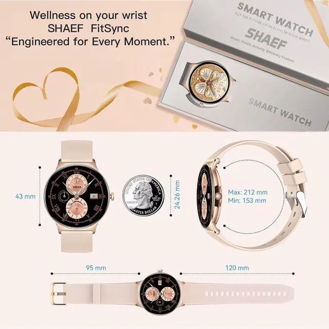 Alt view image 5 of 7 - Elegant Smart Watch for Men & Women, 1.43'' AMOLED Screen, with Blutooth Calling, Heart Rate, Sleep & SpO2 Monitor, IP68 Waterproof Fitness Trackers for Android & iOS, Free Metal Strap Included