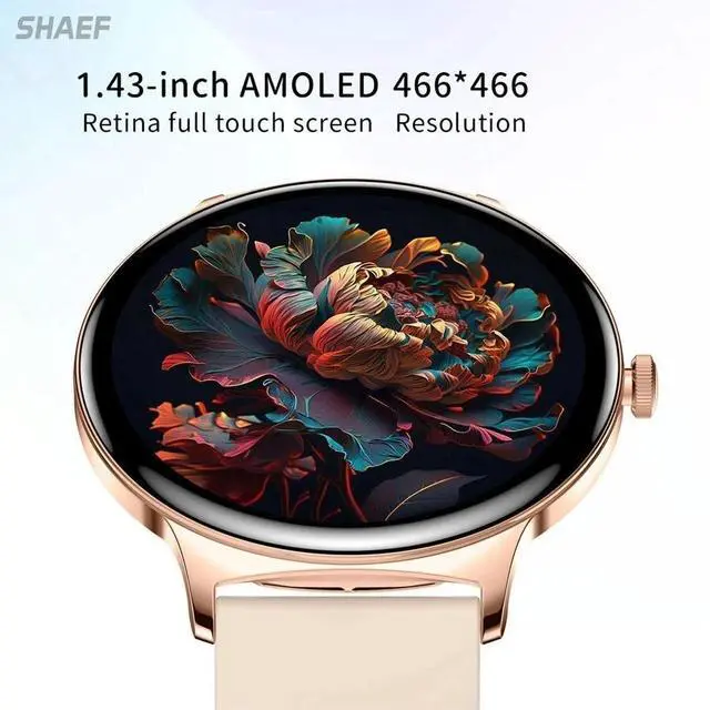 Alt view image 6 of 7 - Elegant Smart Watch for Men & Women, 1.43'' AMOLED Screen, with Blutooth Calling, Heart Rate, Sleep & SpO2 Monitor, IP68 Waterproof Fitness Trackers for Android & iOS, Free Metal Strap Included