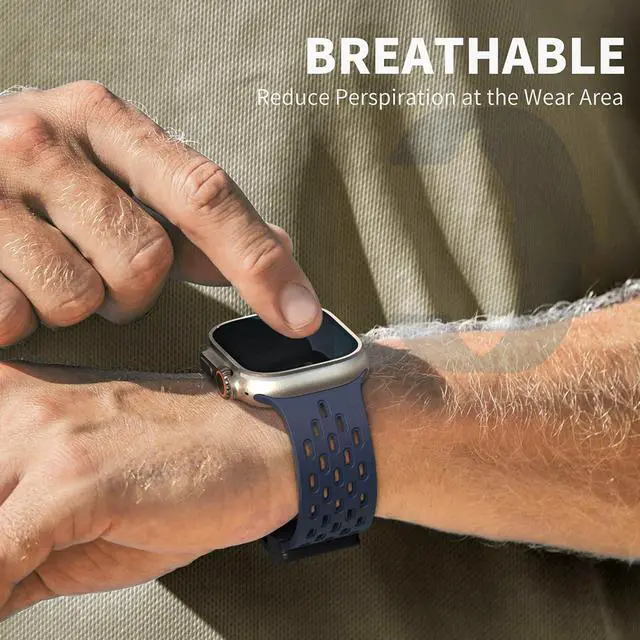 Alt view image 5 of 6 - Compatible with Cubitt Viva Pro Bands, Quick Release Breathable Silicone Replacemet Band Straps Compatible with Cubitt Viva Pro, Viva, Aura Pro 2, 1 / Aura 2, 1 / Terra Smart Watch