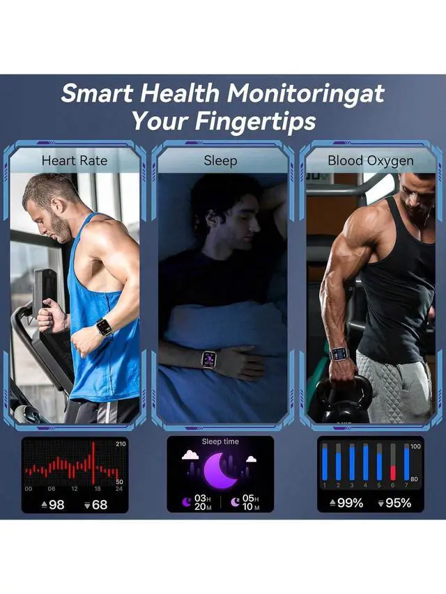 Alt view image 6 of 6 - Smart Watch for Men Women (Answer/Make Call), 2.07" Touch Screen Fitness Watch with Heart Rate/Sleep Monitor, IP68 Waterproof Smartwatch for Android iOS, Activity Tracke with 120+ Sports Modes, Black