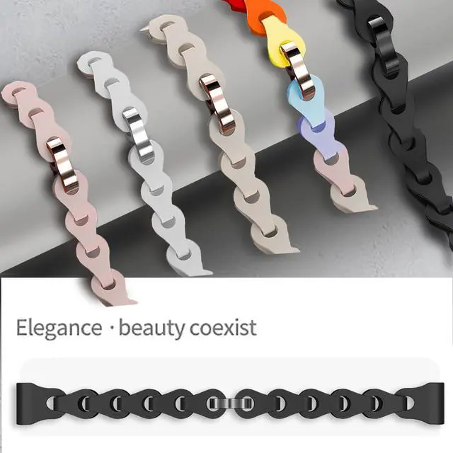 Alt view image 2 of 5 - Compatible for Amazfit Helio Bands, Quick Release Elastic Silicone Hollowed Out Replacement Straps Compatible for Amazfit Helio Fitness Tracker Wristband