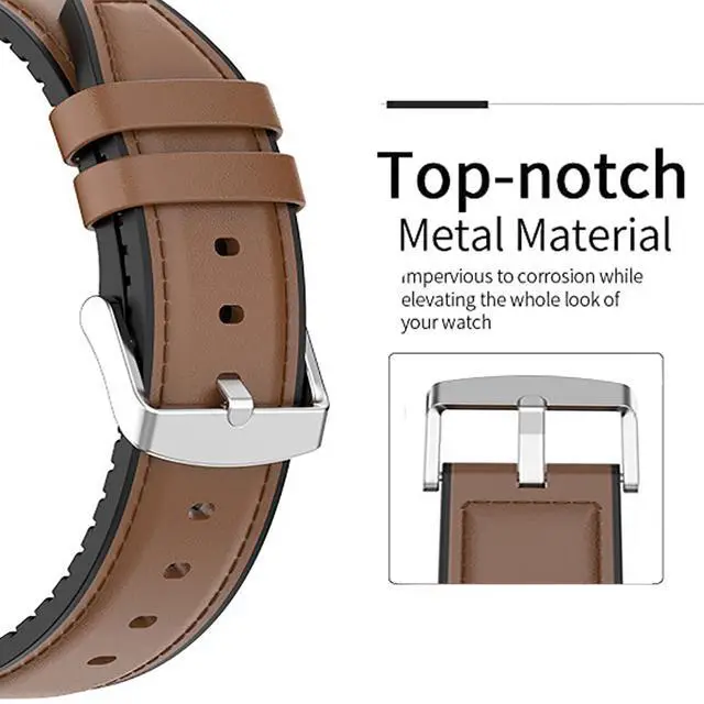 Alt view image 5 of 6 - Compatible with Garmin Venu X1 Bands, Quick Release Leather Silicone Breathable Replacement Smartwatch Strap Wristband Compatible with Garmin Venu X1 Smartwatch