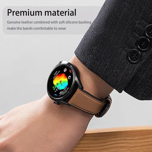 Alt view image 3 of 6 - Compatible with Garmin Venu X1 Bands, Quick Release Leather Silicone Breathable Replacement Smartwatch Strap Wristband Compatible with Garmin Venu X1 Smartwatch