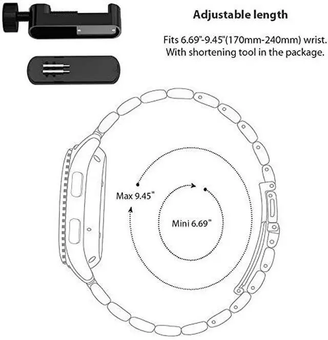 Alt view image 5 of 6 - Compatible with iTouch Active 4 Band, Stainless Steel Metal Replacement Straps Compatible for iTouch Active 4 Smartwatch