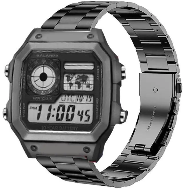 Main image of Compatible with Casio MDV106 Bands, 18mm, 22mm Quick Release Stainless Steel Metal Replacement Straps Compatible with Casio MDV106-1AV / MTP-VD01 Watch