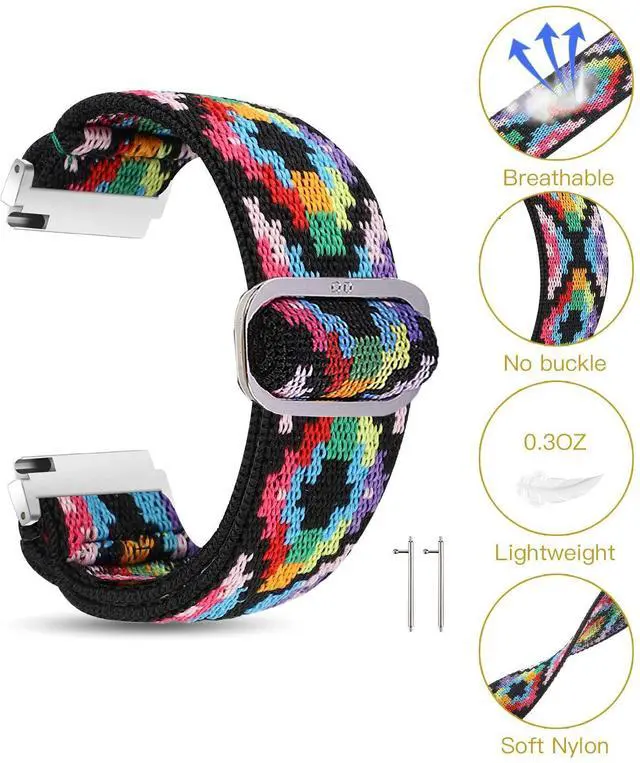 Alt view image 3 of 4 - Compatible for Garmin Forerunner 255 Band, Stretch Elastics Nylon Adjustable Replacement Strap Accessories Compatible for Garmin 255 46mm / 255S 41mm Smartwatch