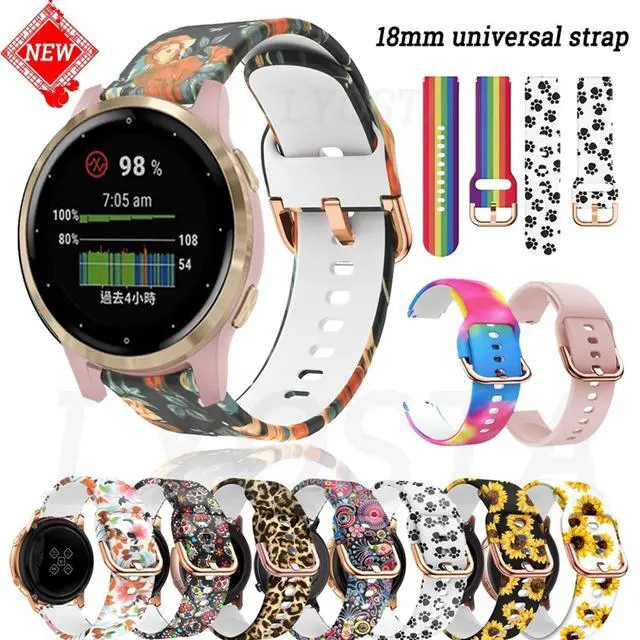 Alt view image 2 of 7 - COOVS 18mm Painting Silicone Watchband for Garmin Vivoactive 4S Vivomove 3S Smart Watch for Garmin Venu 2S/Active S Wristband Bracelet (Color: L, Size: 18mm)