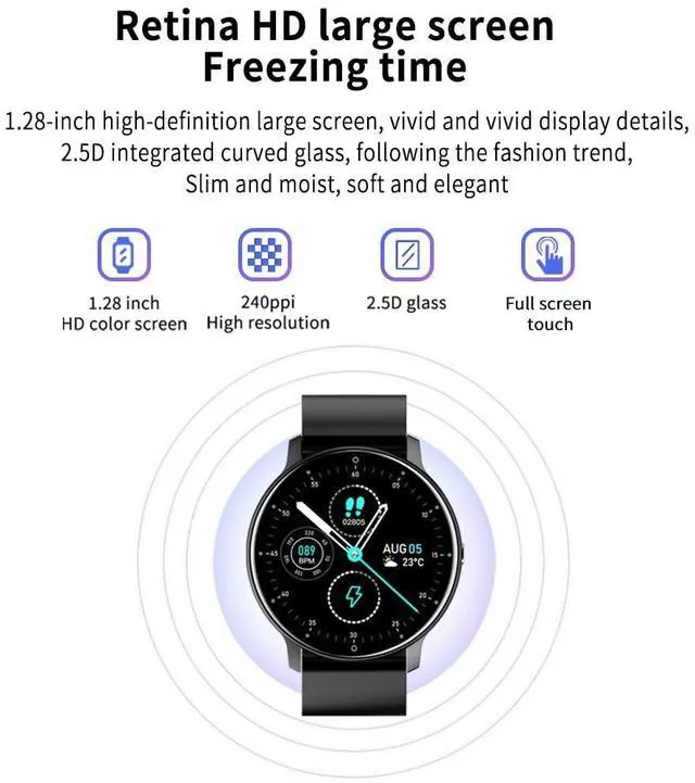 Alt view image 4 of 7 - Smart Watch for Motorola Edge (2022) - Fitness Tracker Watches for Men Women, IP67 Waterproof HD Touch Screen Smartwatch for Android/iOS Phones, 24 Sports, Activity Tracker - Black
