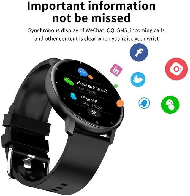 Alt view image 6 of 7 - Smart Watch for Motorola Edge (2022) - Fitness Tracker Watches for Men Women, IP67 Waterproof HD Touch Screen Smartwatch for Android/iOS Phones, 24 Sports, Activity Tracker - Black