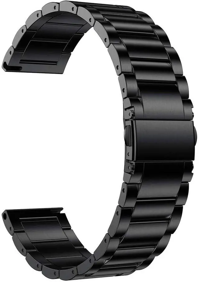 Alt view image 2 of 6 - Compatible for Garmin Forerunner 255 Band, Quick Release Stainless Steel Metal Replacement Straps Compatible with Garmin 255 46mm / 255S 41mm Smartwatch (Black, 41mm Case Forerunner 255S)