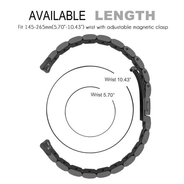 Alt view image 5 of 6 - Compatible for Garmin Forerunner 255 Band, Quick Release Stainless Steel Metal Replacement Straps Compatible with Garmin 255 46mm / 255S 41mm Smartwatch (Black, 41mm Case Forerunner 255S)